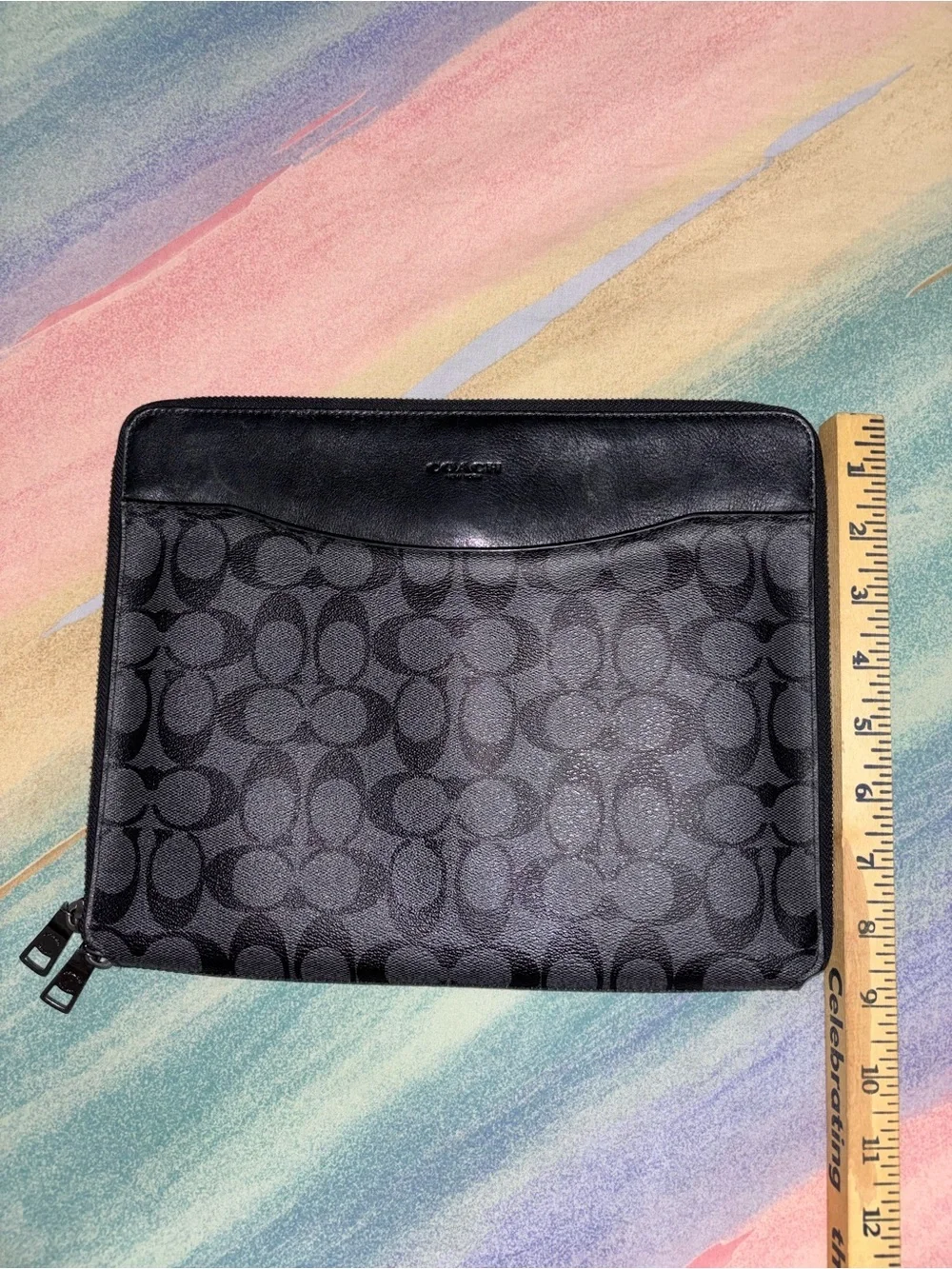 Coach Tech Case Signature Canvas Charcoal Black